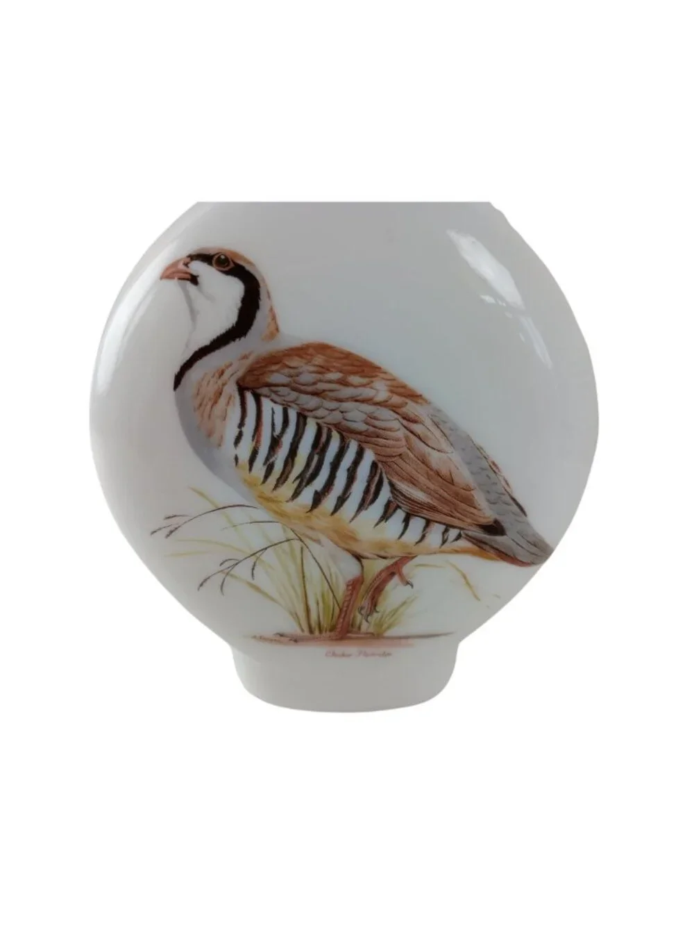 Field Birds Chukar Partridge Milk Glass Decanter 1969 Empty Bottle #2 Vintage